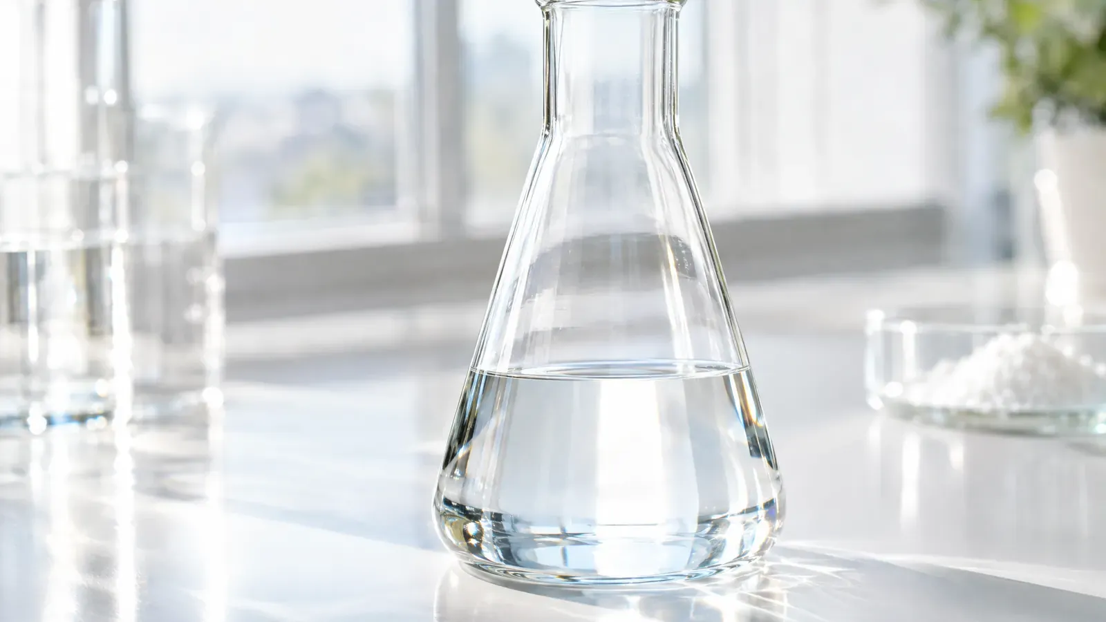 A sand hourglass on a white windowsill in morning sun
